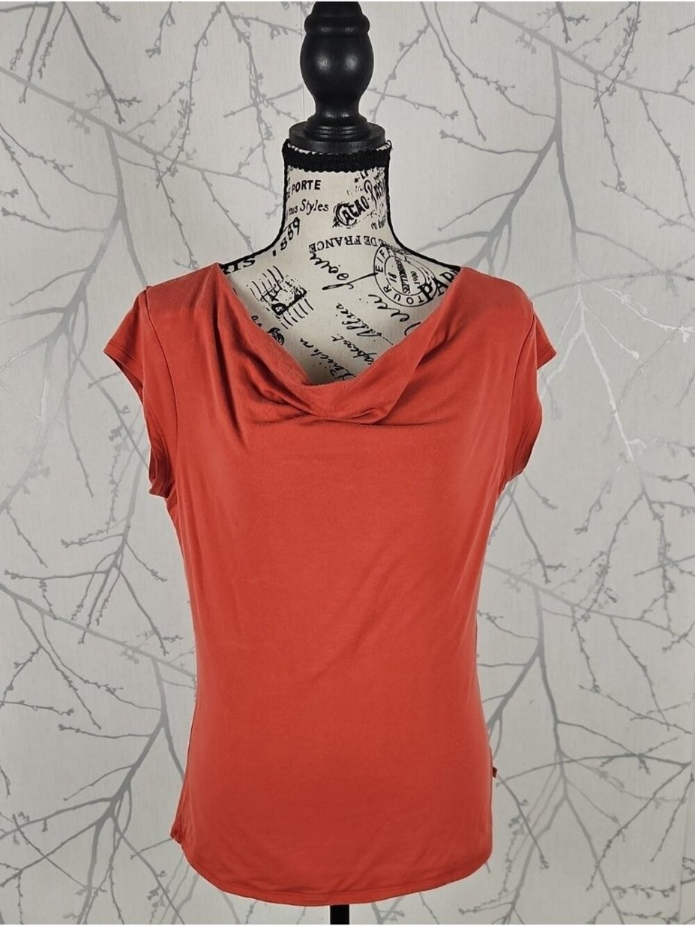 Toad & Co Orange Tencel Stretch Jersey Drape Cowl Neck Tee